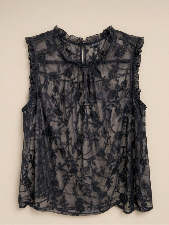 torrid Tops - Torrid Black Sheer Floral Blouse